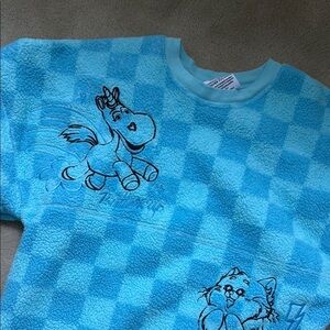 Blue Checkered Graphic Sweatshirt